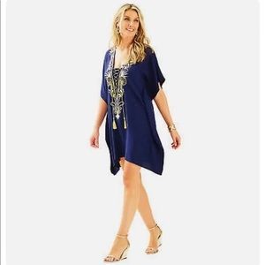 Lilly Pulitzer Navy and Gold Chai Caftan dress in size S/M